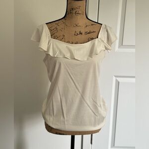NWT- LOFT top on|off shoulder ruffle detail